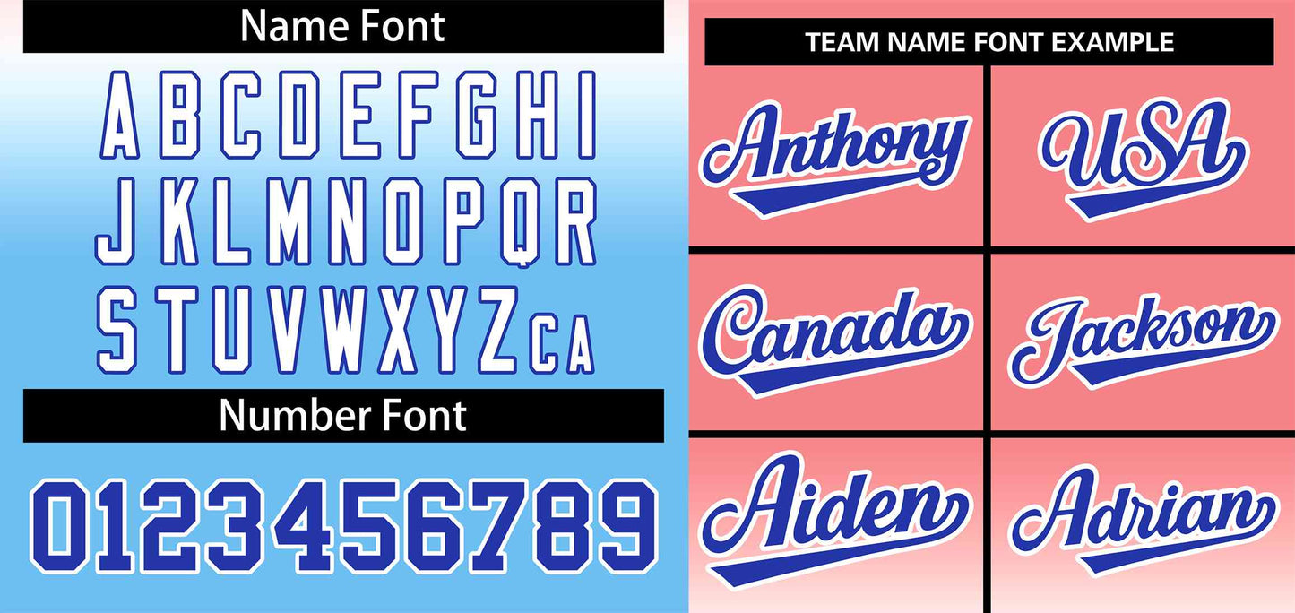 Custom Light Red Light Blue Royal-White Gradient Fashion Authentic Baseball Jersey Limited