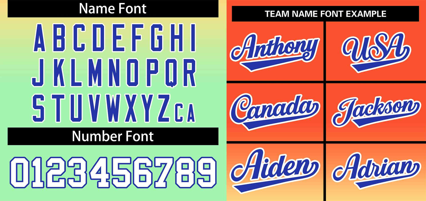 Custom Orange Neon Green Royal-White Gradient Fashion Authentic Baseball Jersey Limited