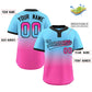 Custom Light Blue Pink Light Blue-Black Gradient Fashion Authentic Two-Button Softball Jersey Limited