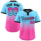 Custom Light Blue Pink Light Blue-Black Gradient Fashion Authentic Two-Button Softball Jersey