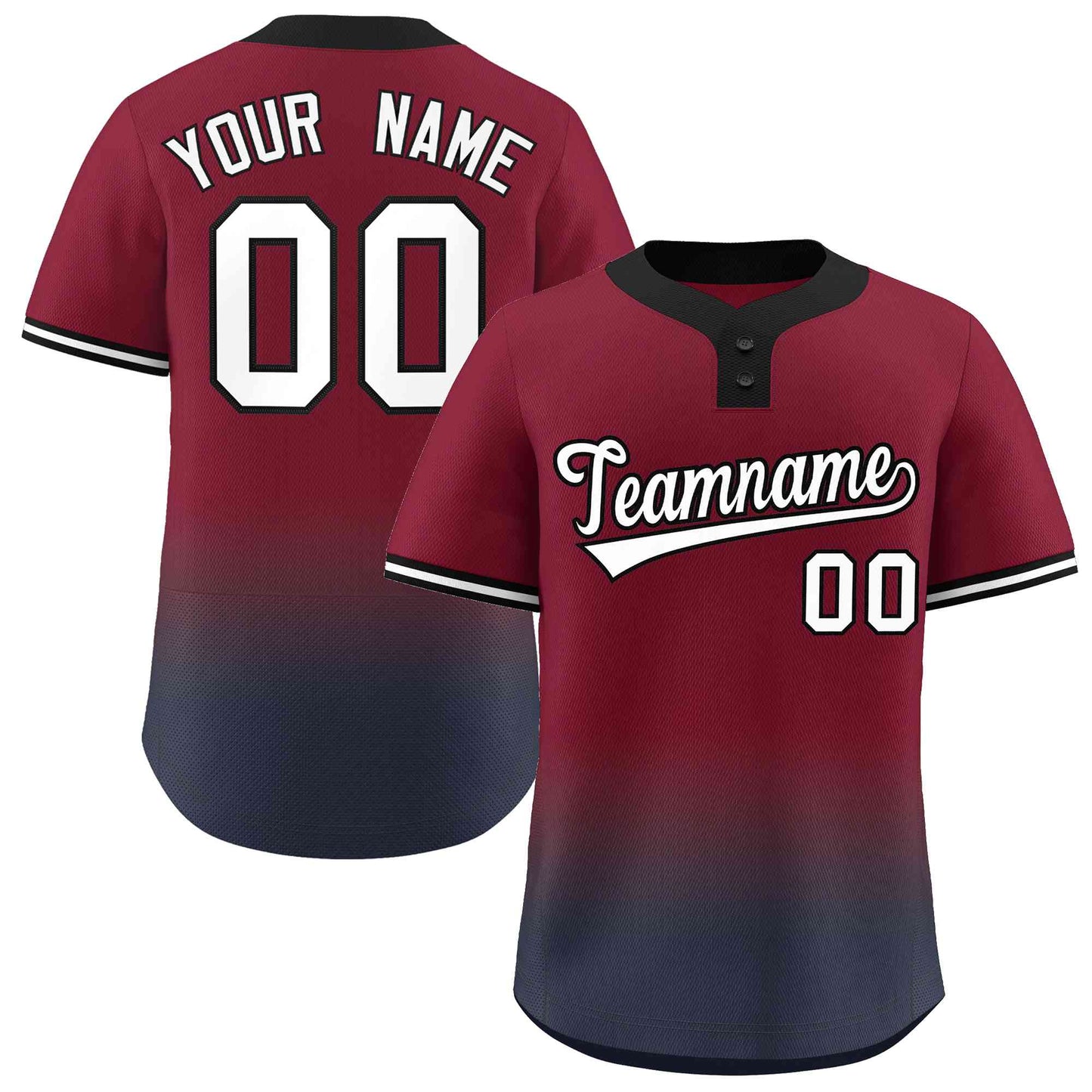 Custom Crimson Navy White-Black Gradient Fashion Authentic Two-Button Softball Jersey