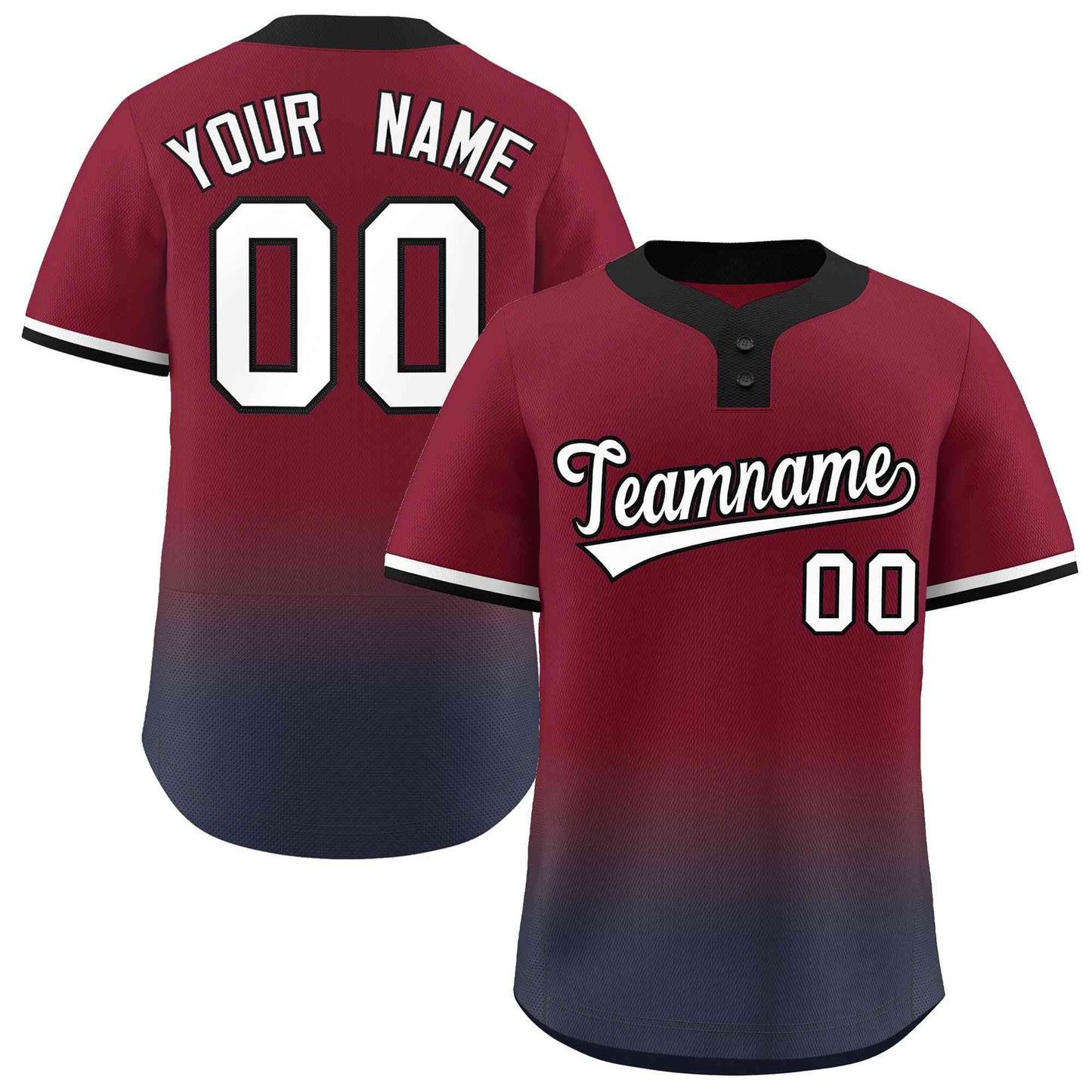 Custom Crimson Navy White-Black Gradient Fashion Authentic Two-Button Softball Jersey