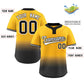 Custom Gold Black White-Black Gradient Fashion Authentic Two-Button Softball Jersey Limited