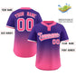 Custom Purple Pink Pink-White Gradient Fashion Authentic Two-Button Softball Jersey Limited