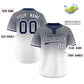 Custom Gray White Navy-White Gradient Fashion Authentic Two-Button Softball Jersey Limited