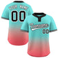 Custom Aqua Light Red White-Black Gradient Fashion Authentic Two-Button Softball Jersey
