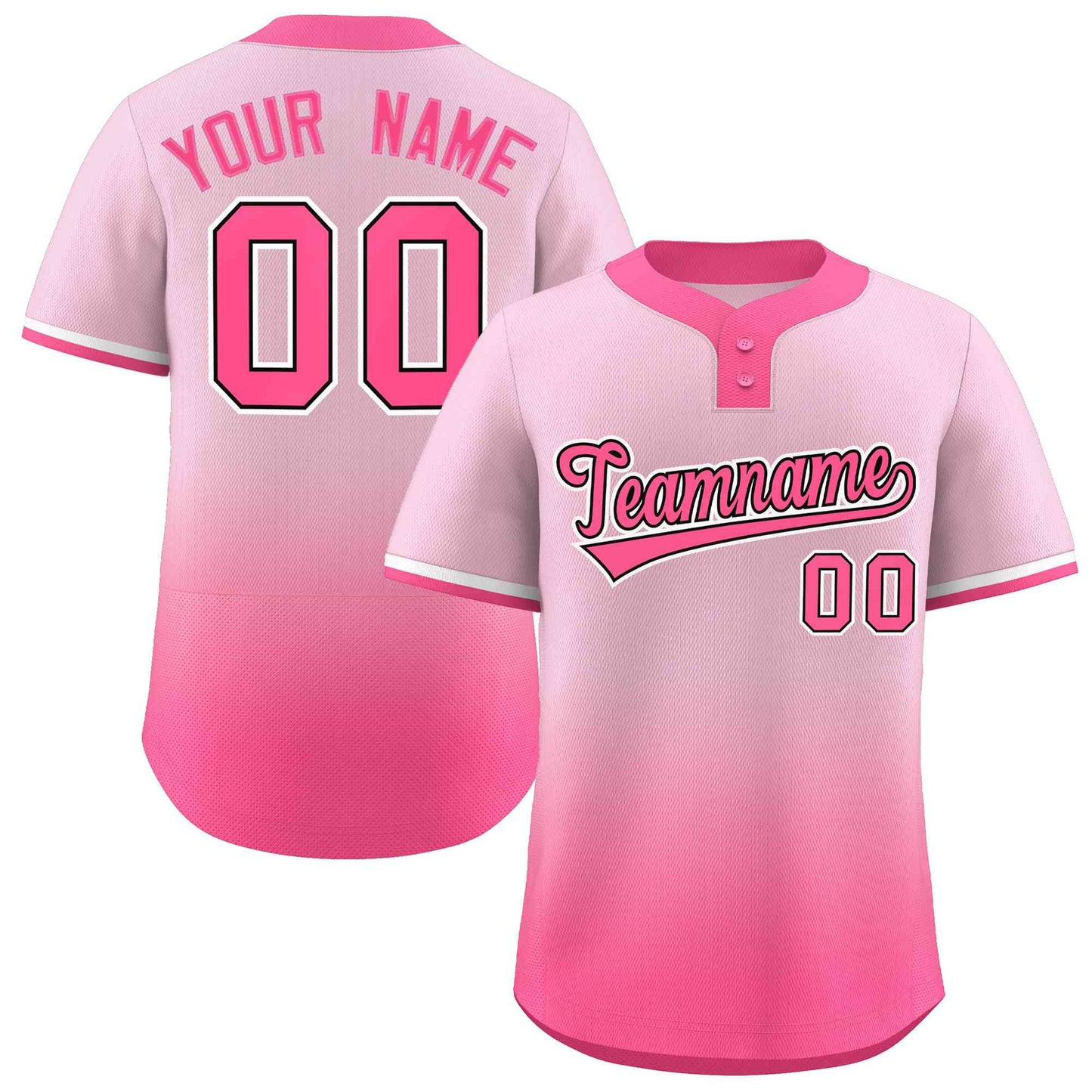Custom Light Pink Pink Pink-Black Gradient Fashion Authentic Two-Button Softball Jersey