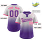 Custom Gray Purple Purple-White Gradient Fashion Authentic Two-Button Softball Jersey Limited
