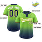 Custom Neon Green Navy White-Neon Green Gradient Fashion Authentic Two-Button Softball Jersey Limited