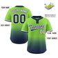 Custom Neon Green Navy Navy-White Gradient Fashion Authentic Two-Button Softball Jersey Limited