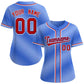 Custom Light Blue Red-Royal Gradient Fashion Baseball Jersey For Women