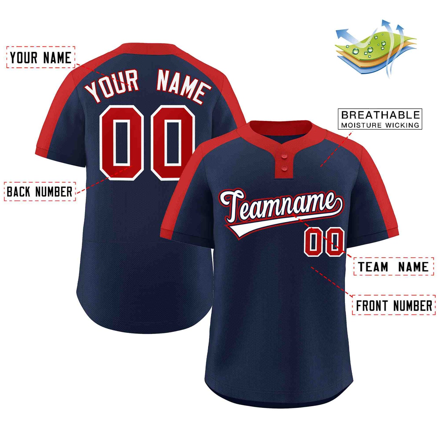 Custom Navy White-Navy Classic Style Authentic Two-Button Softball Jersey Limited