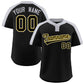 Custom Black Black-Gold Classic Style Authentic Two-Button Softball Jersey