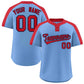 Custom Light Blue Red-Navy Classic Style Authentic Two-Button Softball Jersey