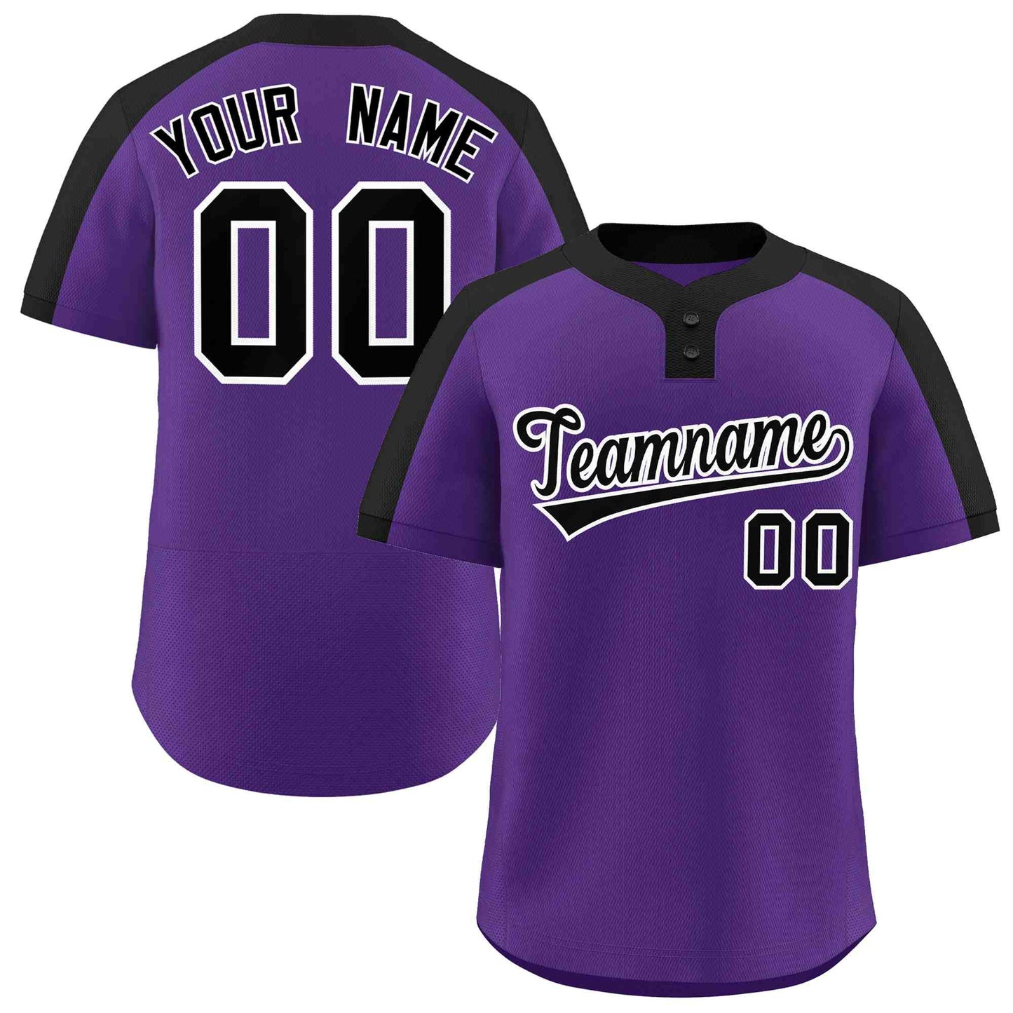 Custom Purple Black-White Classic Style Authentic Two-Button Softball Jersey