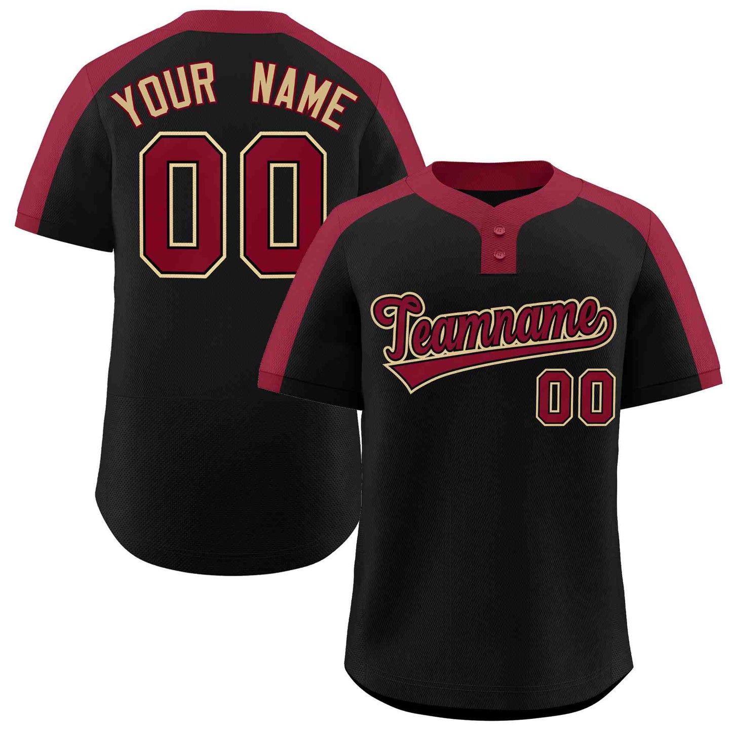 Custom Black Crimson-Black Classic Style Authentic Two-Button Softball Jersey