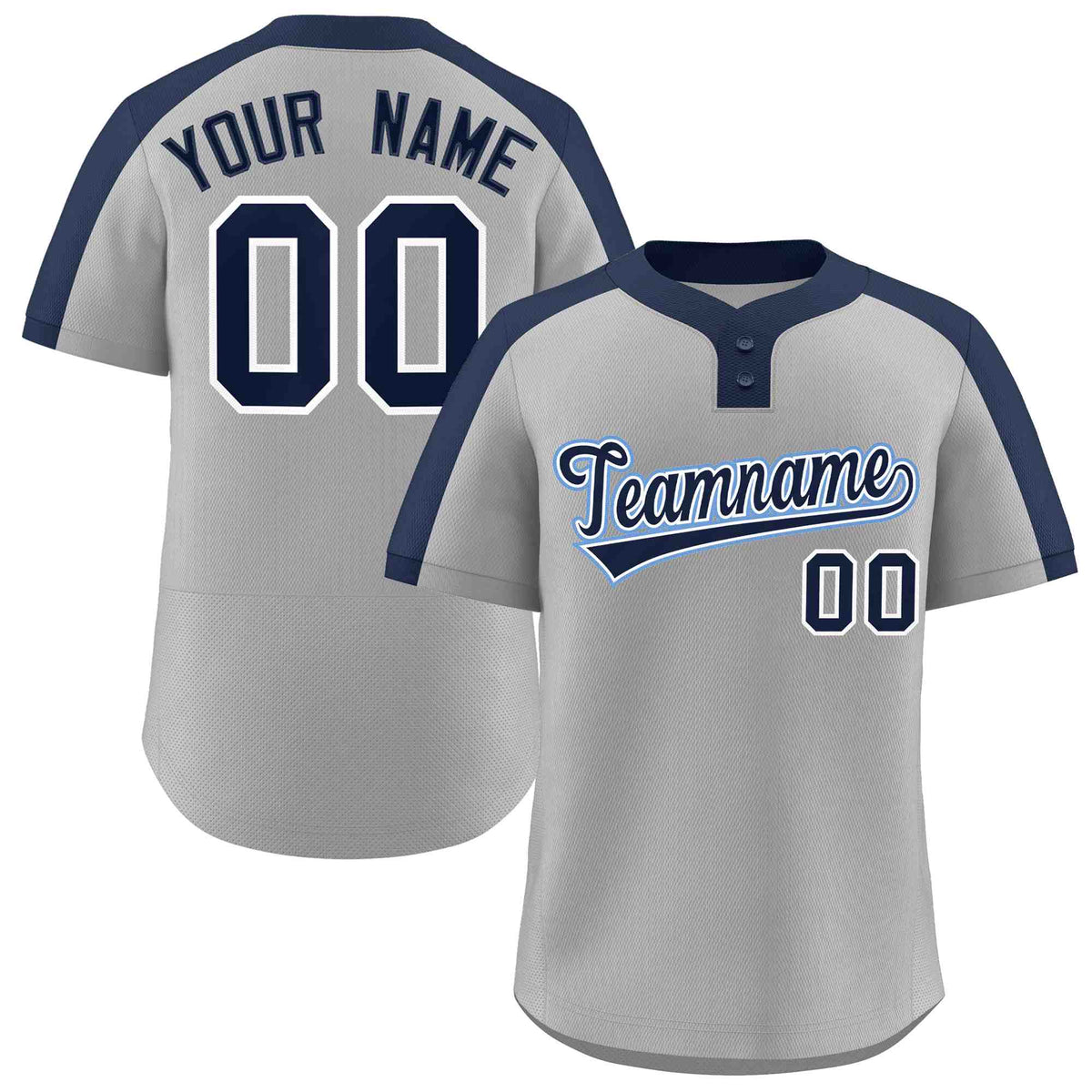 Custom Gray Navy-White Classic Style Authentic Two-Button Softball Jersey