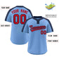 Custom Light Blue Red-Navy Classic Style Authentic Two-Button Softball Jersey Limited