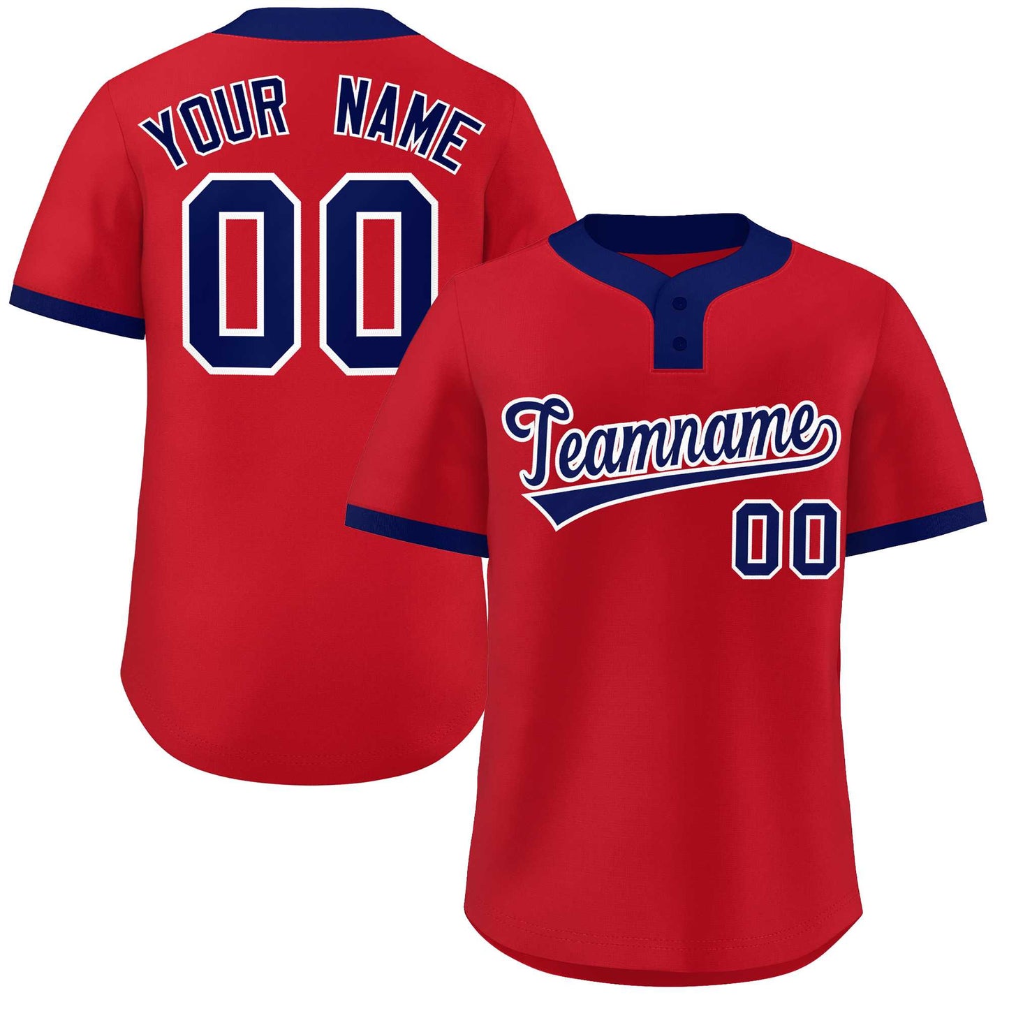Custom Red Blue-White Classic Style Authentic Two-Button Softball Jersey
