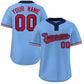Custom Light Blue Red-Navy Classic Style Authentic Two-Button Softball Jersey