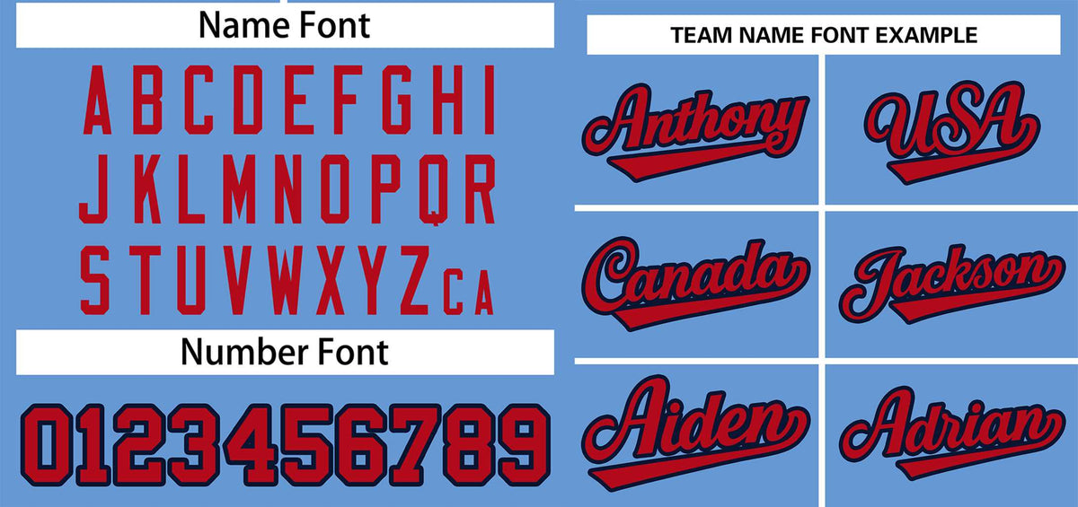 Custom Light Blue Red-Navy Classic Style Authentic Two-Button Softball Jersey Limited