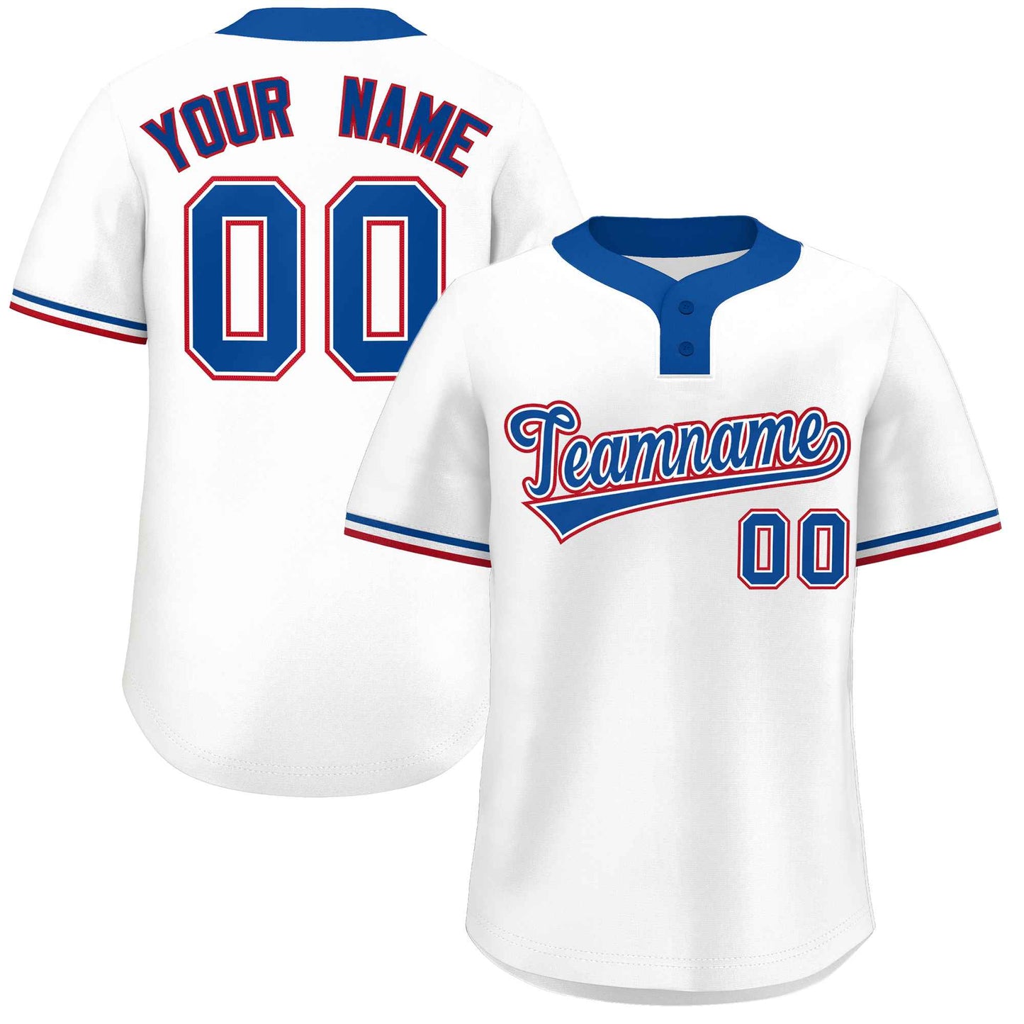 Custom White Royal-Red Classic Style Authentic Two-Button Softball Jersey