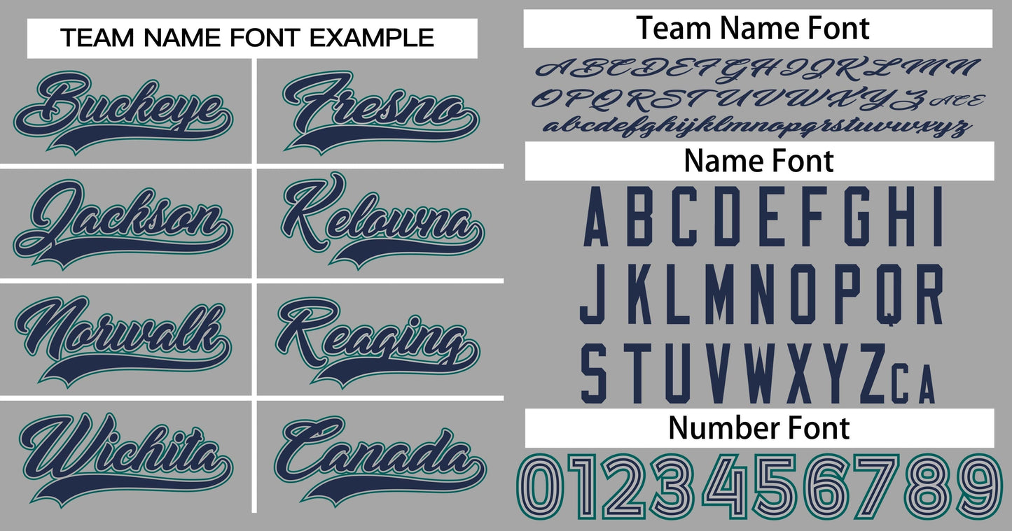 Custom Gray Navy-Aqua Classic Style Authentic Baseball Jersey Limited