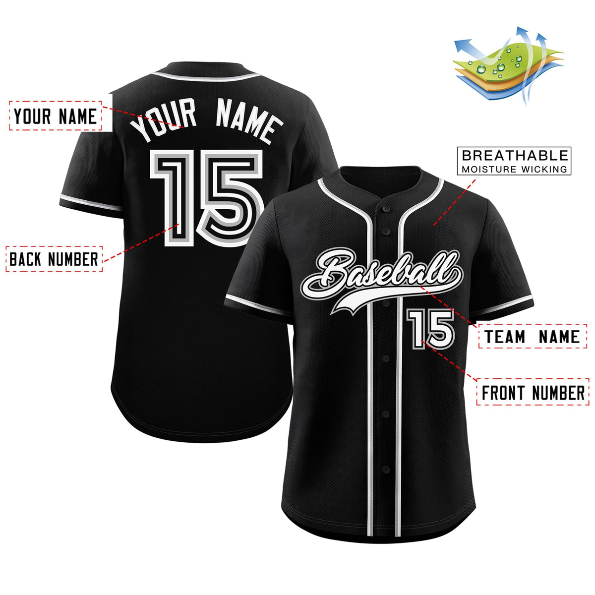 Custom Black White-Gray Classic Style Authentic Baseball Jersey Limited