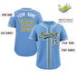 Custom Light Blue Royal-Gold Classic Style Authentic Baseball Jersey Limited