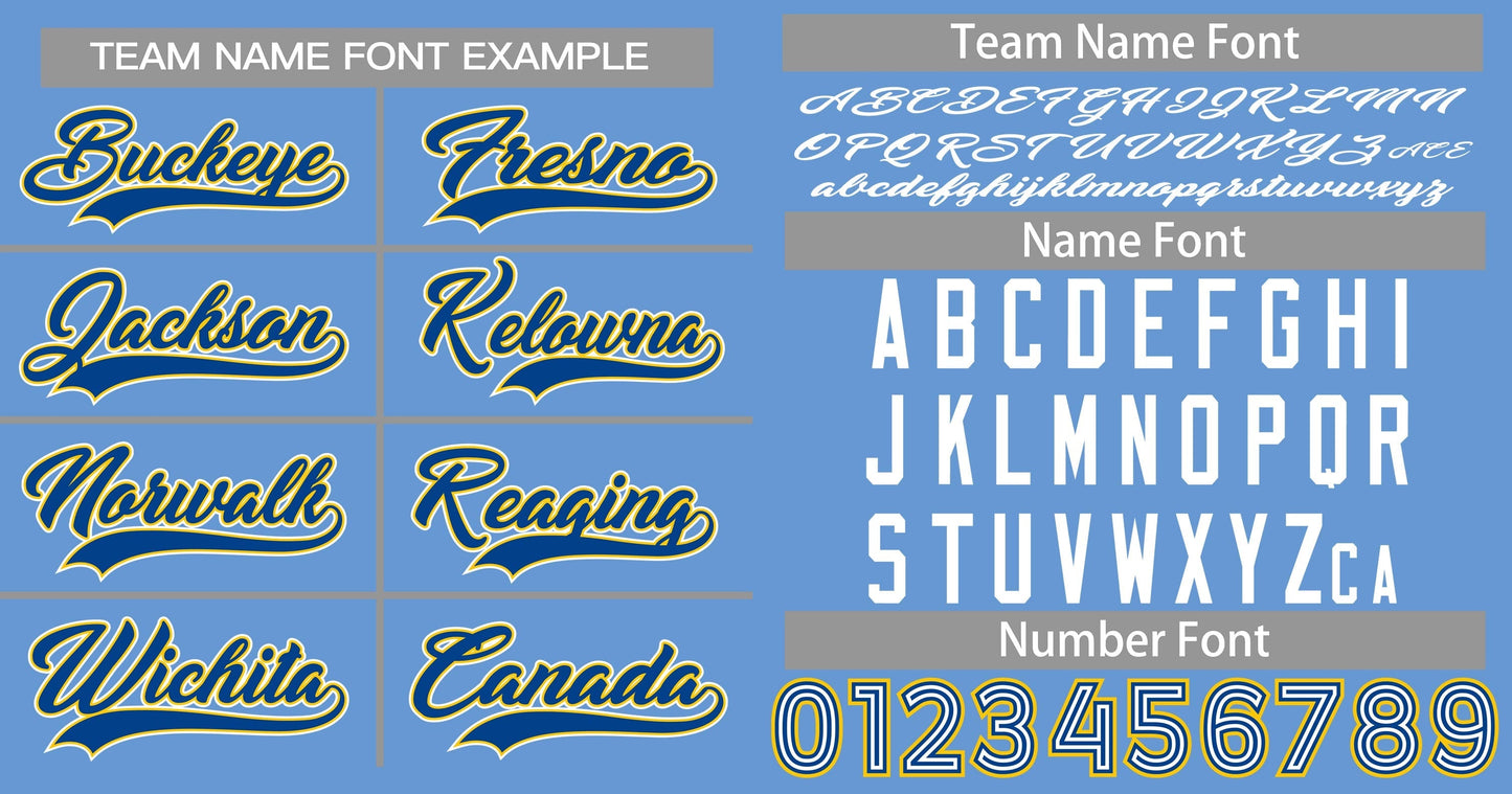 Custom Light Blue Royal-Gold Classic Style Authentic Baseball Jersey Limited