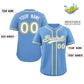 Custom Light Blue White-Yellow Classic Style Authentic Baseball Jersey Limited