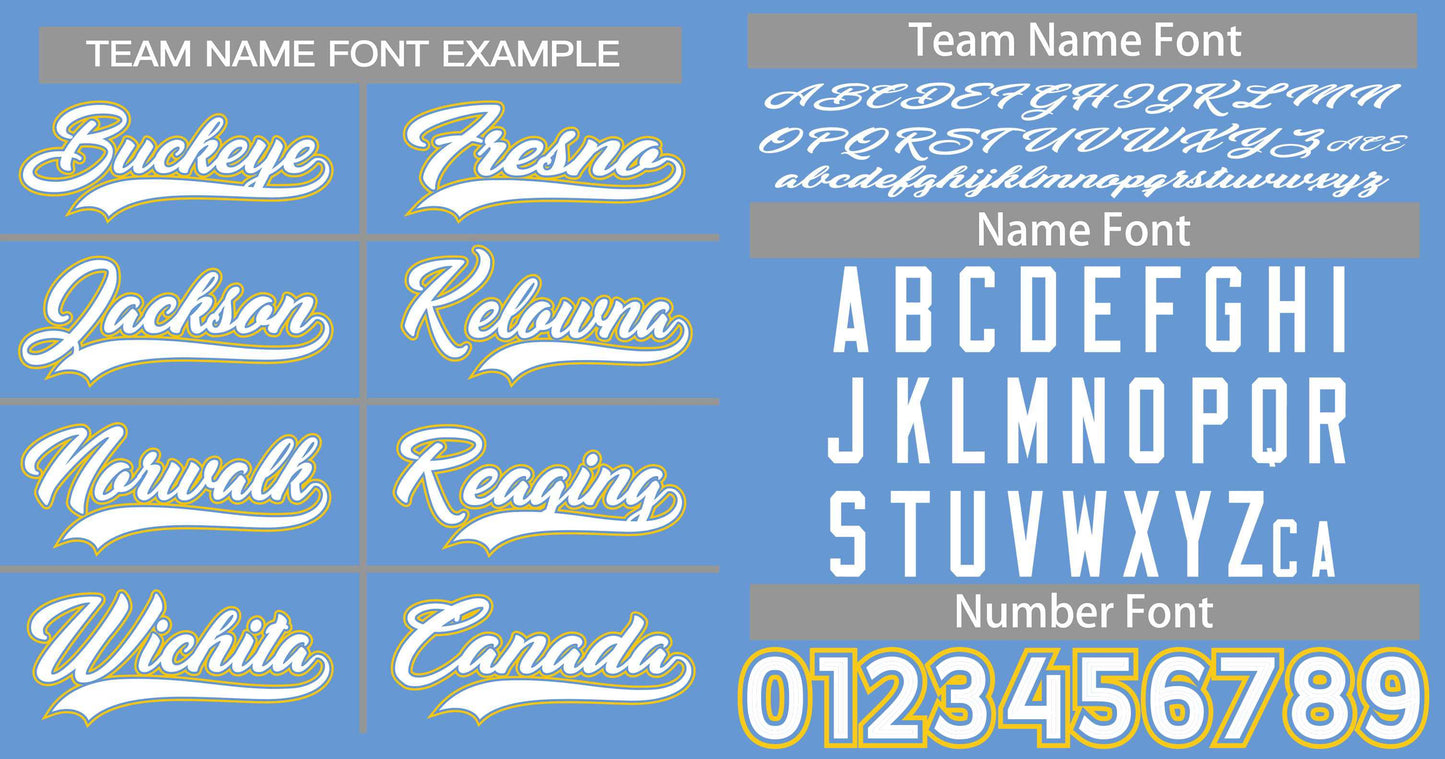 Custom Light Blue White-Yellow Classic Style Authentic Baseball Jersey Limited