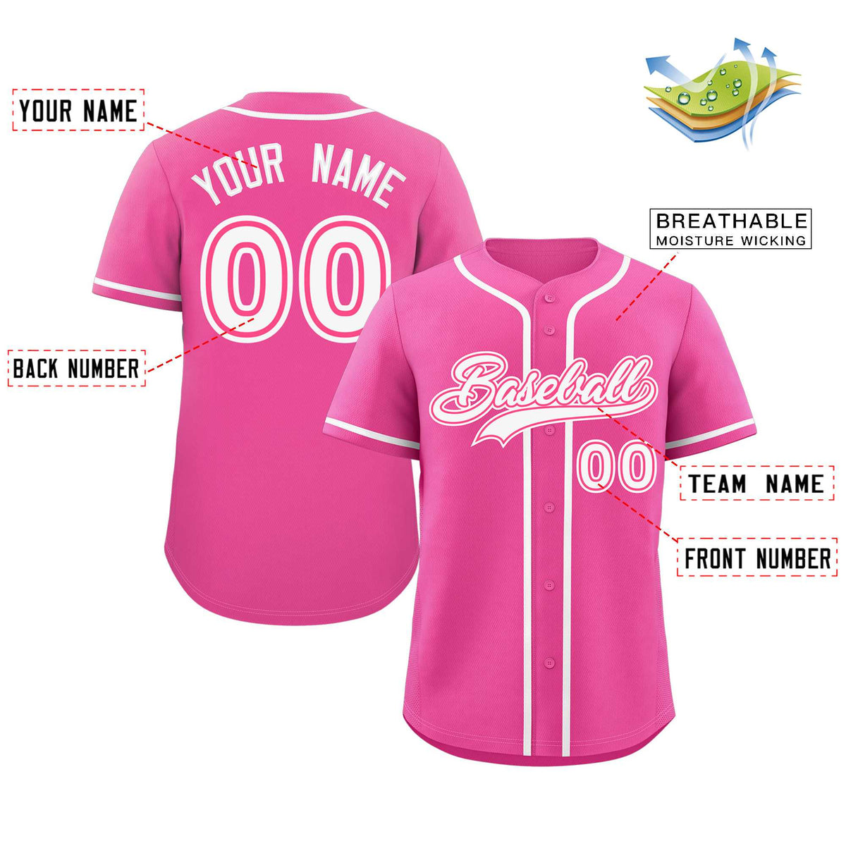 Custom Pink White-Pink Classic Style Authentic Baseball Jersey Limited