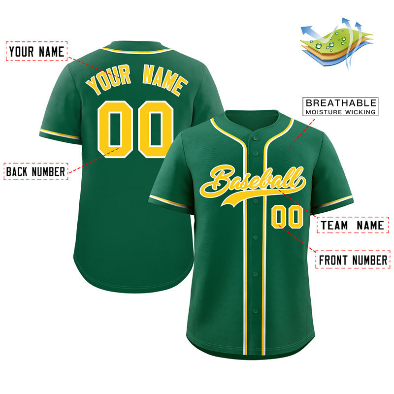 Custom Green Gold-White Classic Style Authentic Baseball Jersey Limited