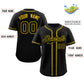 Custom Black Yellow Classic Style Authentic Baseball Jersey Limited