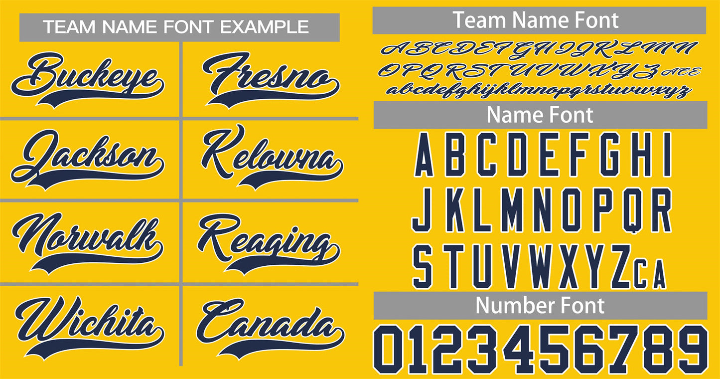 Custom Gold Navy-White Classic Style Authentic Baseball Jersey Limited