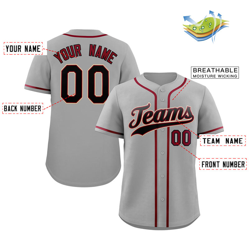Custom Gray Black-Cream Classic Style Authentic Baseball Jersey Limited