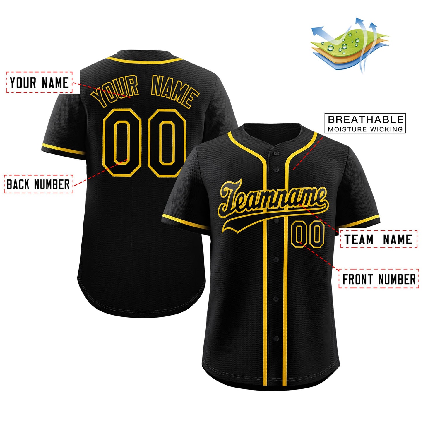 Custom Black Yellow Classic Style Authentic Baseball Jersey Limited