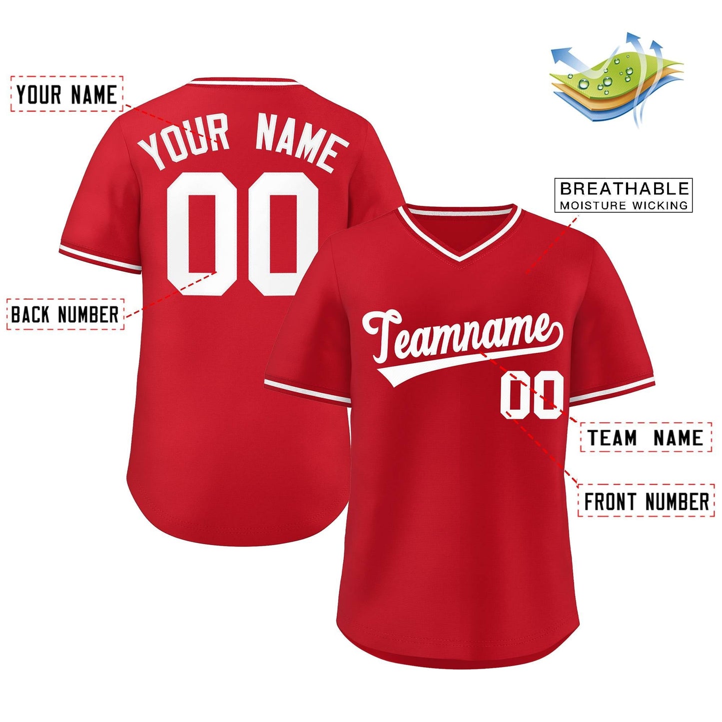 Custom Red Classic Style Outdoor Authentic Pullover Baseball Jersey Limited