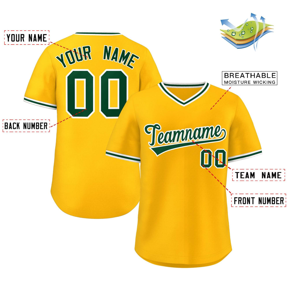 Custom Yellow Green Classic Style Outdoor Authentic Pullover Baseball Jersey Limited