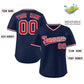 Custom Navy Red Classic Style Outdoor Authentic Pullover Baseball Jersey Limited