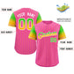 Custom PinK Neon Green Gold-White Stripe Font Gradient Fashion Authentic Baseball Jersey Limited