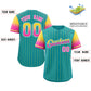 Custom Aqua Gold Pink-Aqua Stripe Font Gradient Fashion Authentic Baseball Jersey Limited