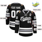 Custom Black White-Gray Lace-Up Neck Hockey Jersey Limited