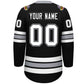 Custom Black White-Gray Lace-Up Neck Hockey Jersey Limited