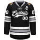 Custom Black White-Gray Lace-Up Neck Hockey Jersey Limited