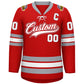 Custom Red White-Gray Lace-Up Neck Hockey Jersey Limited