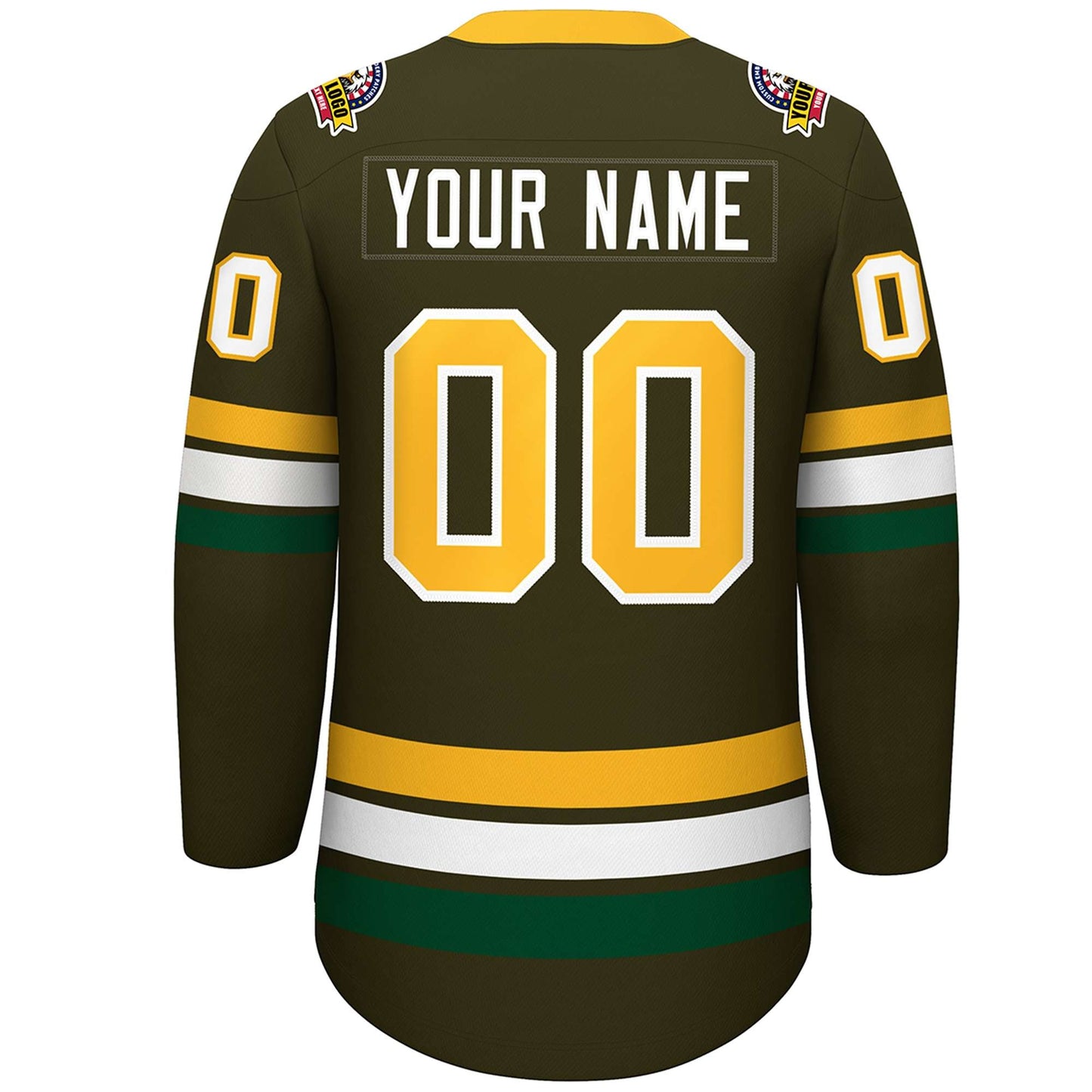 Custom Olive Yellow-White Lace-Up Neck Hockey Jersey Limited