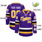 Custom Purple Yellow-White Lace-Up Neck Hockey Jersey Limited