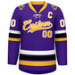 Custom Purple Yellow-White Lace-Up Neck Hockey Jersey Limited